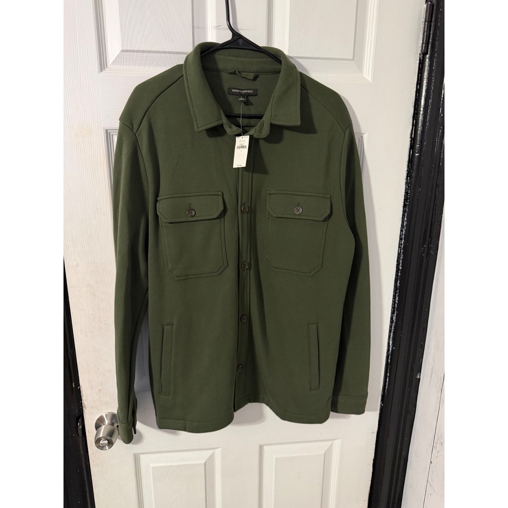 Banana Republic Mens Olive Green Knit Shirt Jacket Size L 594483-01-1 NWT